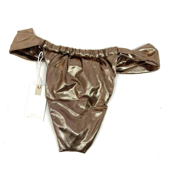 Good American Foil Ruched Bikini Bottom Mocha Foil Size 3 US Large - Picture 2 of 9